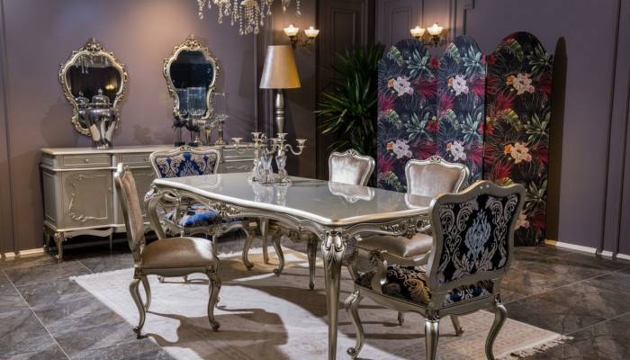 Luxe Iesszëmmer Set Dësch + 6x Lehnstill Stol Iessgruppe Iessgarnitur 7tlg