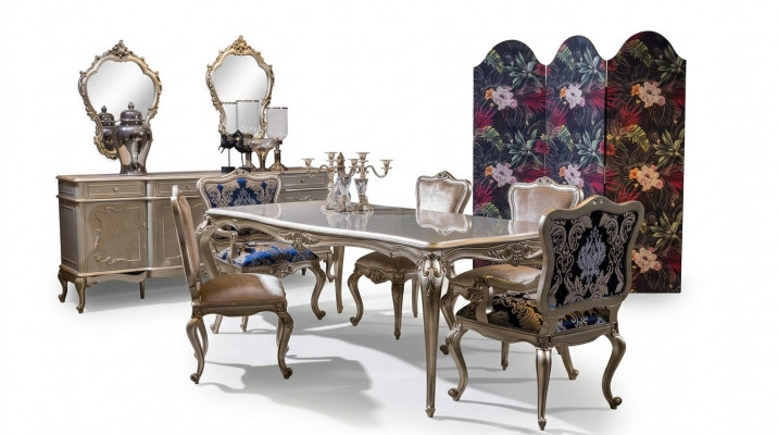 Luxe Iesszëmmer Set Dësch + 6x Lehnstill Stol Iessgruppe Iessgarnitur 7tlg