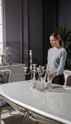 Dësch Luxus Iesszëmmerdësch Iesszëmmer Holz Dësch Dëscher Art déco Miwwelen