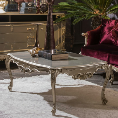 Sëlwer Couchtisch Kaffisdësch Design Dësch Wunnzëmmer Dëscher