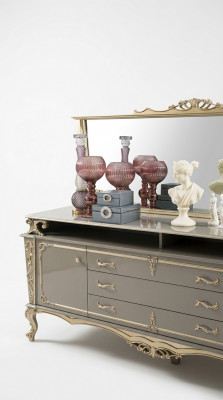 Sideboard mat Spigel Wunnzëmmersch Design Nei Miwwelen Konsole Sideboard Holz
