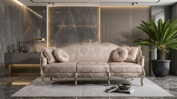 Polster Designer Miwwelen Dräisëtzer Sofa 3-Sëtzer Sofas Textil Couchen grouss