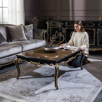 Holz Couchtisch Kaffisdësch Bäizestell Design Dësch Wunnzëmmertësch Dëscher