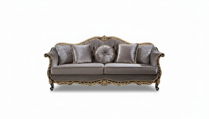 Klassesche Luxus Sofa 3 Sëtzer Sofas Sëtz Stoff Design Canapé Stil Textil