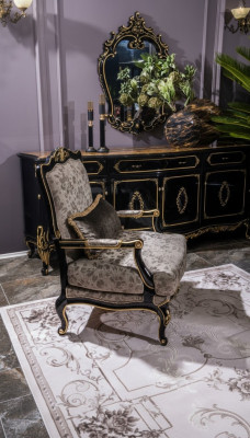 Fauteuil Polster Designer Textil 1 Sëtzer Polster Einsëtzer Miwwelen Barock