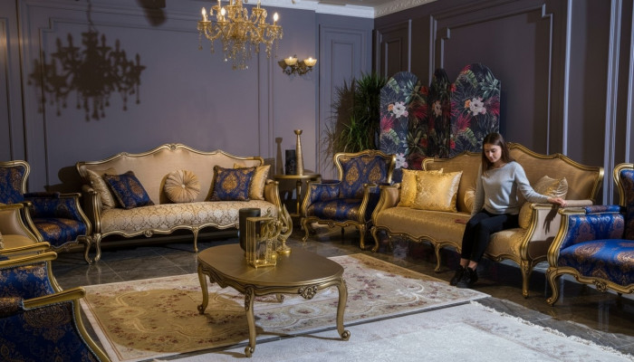 Klassesch Sofa Garnitur 3+3+1+1 Sëtzer Luxus Garnitur Sofa Fotell Set 4tlg