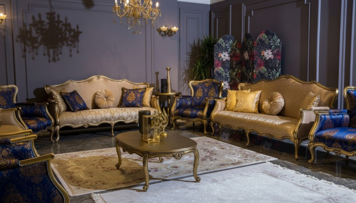 Klassesch Sofa Garnitur 3+3+1+1 Sëtzer Luxus Garnitur Sofa Fotell Set 4tlg