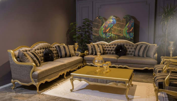 Komplett Set Sofagarnitur 3+3+1+1 Sëtz Sofas Couchtisch Barock Rokoko 5-Deel Set