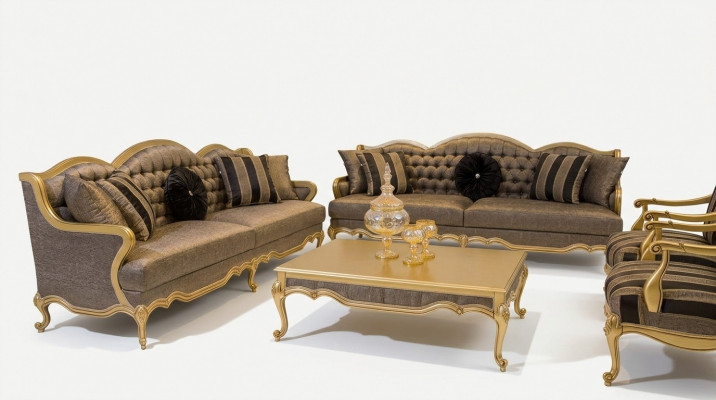 Komplett Set Sofagarnitur 3+3+1+1 Sëtz Sofas Couchtisch Barock Rokoko 5-Deel Set