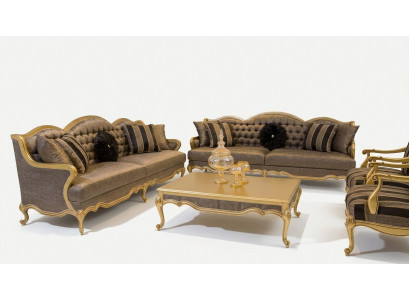 Komplett Set Sofagarnitur 3+3+1+1 Sëtz Sofas Couchtisch Barock Rokoko 5-Deel Set