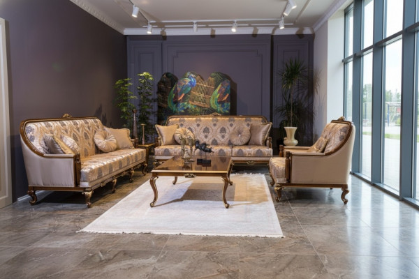 Komplett Set Sofagarnitur 3+3+1 Sëtz Couchtisch Designer Couchen Sofa 4-Deeler Set