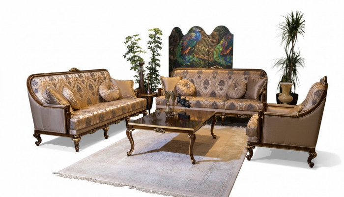 Komplett Set Sofagarnitur 3+3+1 Sëtz Couchtisch Designer Couchen Sofa 4-Deeler Set