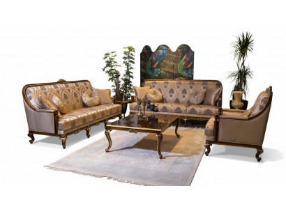 Komplett Set Sofagarnitur 3+3+1 Sëtz Couchtisch Designer Couchen Sofa 4-Deeler Set