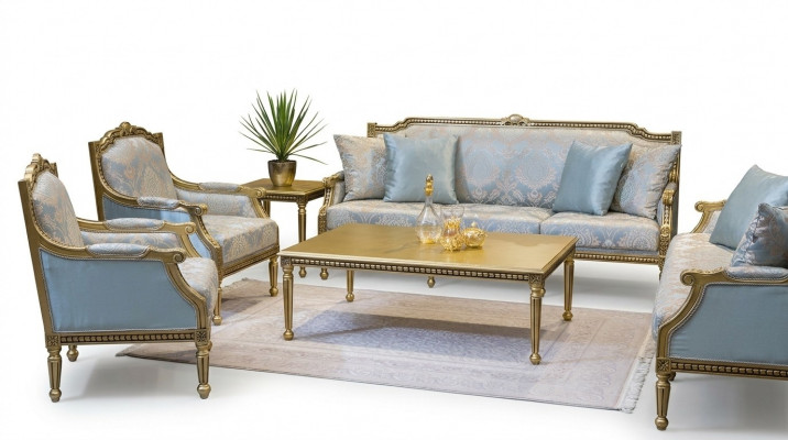 Set Sofagarnitur 3+3+1+1 Setzer Sofas Bechertësch Couchen Sofa Blo 5stéck.