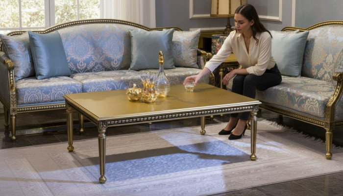 Couch Dësch Kaffi Dëscher Wunnzëmmer Luxus Couchtisch Design Gold Neien
