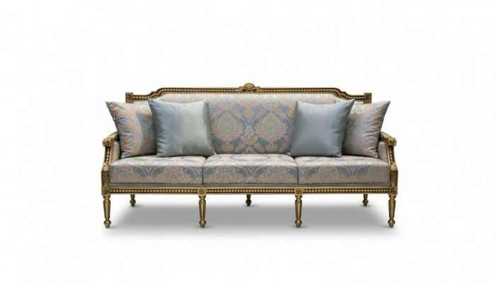 Dräisëtzer Canapé Fotràil Sofa 3 Sëtz Luxus Sofa Zëmmer Bloen Dräisëtzer