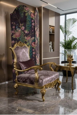 Fauteuil Einsëtzer Luxus 1 Sëtzer Polster Sëtz Barock Textil Stoff Art déco