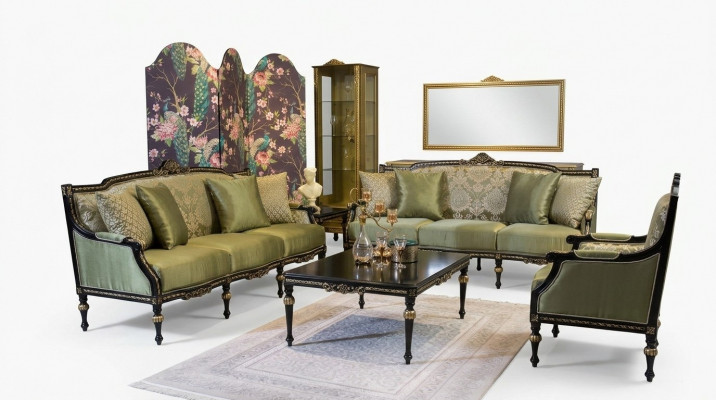 Sofagarnitur 3+3+1 Sëtzer Dësch Sofa Fauteuil Sofas Miwwele Set 4 Deeler