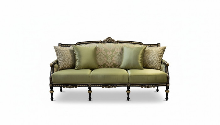 Luxus Dräisëtzer Modern Canapé Polster Miwwelen Canapéen Stoff Textil Gréng