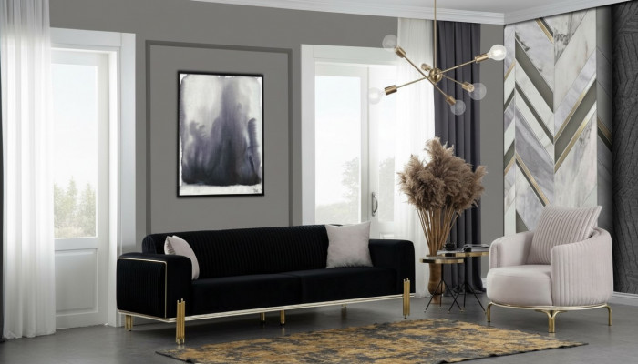 Luxus Sitzgruppes Set Sofa Garnitur 3+3+1 Sëtz Sofa Sofas Fautteuil Stoff 3-Deeler. Set nei.