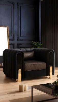 Medusa Sessell Luxus Monosëtz Couch Textil Polster Miwwelen Couchen Schwaarz Stoff