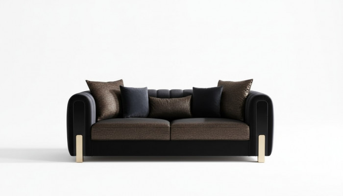 Medusa Drësëtzer Sofa 3 Sëtzer Couches Sofas Luxus Polster Canapé Schwaarz Stoff