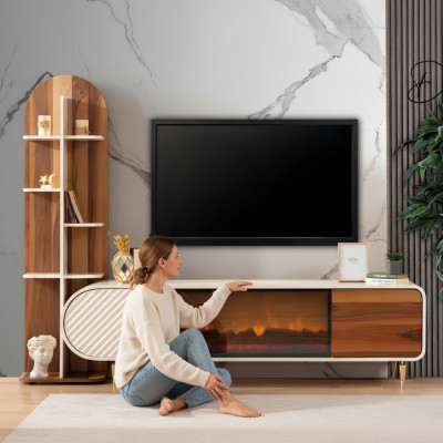 Kamäin Sideboard Feier Imitatioun Schaf Regal Sideboard Lowboard RTV TV Holz Nei