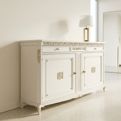 Klassesch antik Stil Kommode Sideboard Kommoden Holz Schaf Anrichte Wäiss Nei