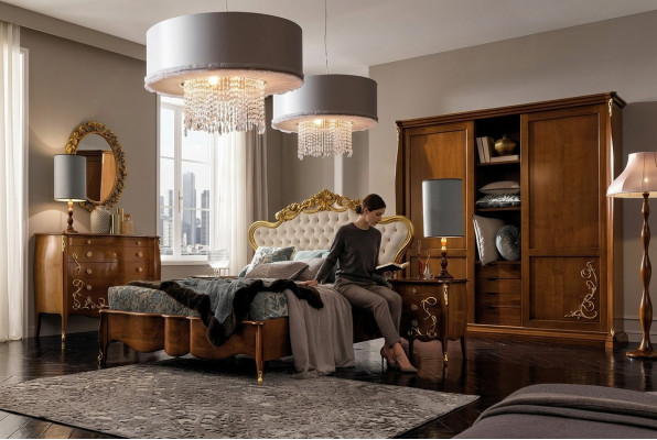 Schlofzëmmer Set Hotel Design Schlofzëmmer Luxus Bett Nuessdësch Kommoud 6 Deeler