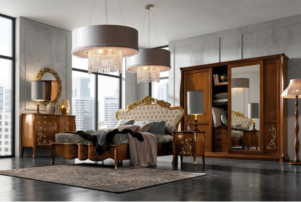 Schlofzëmmer Set Hotel Design Schlofzëmmer Luxus Bett Nuessdësch Kommoud 6 Deeler