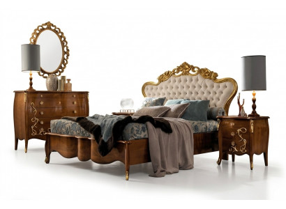 Bett Garnitur Bett Luxus Klassesch Schlofzëmmer Hotelbett Barock Miwwelen Holz