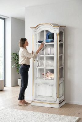 Anrichte Massivholz Sideboard Wäiss Wunnzëmmer Anrichte Iesszëmmer Vitrinen Miwwelen