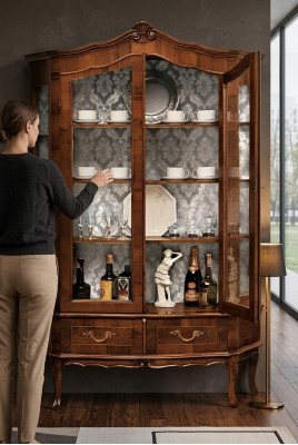 Anrichte Regal Schaf Glas Schief Vitrinen Italienesch Miwwelen Glasschaf Nei