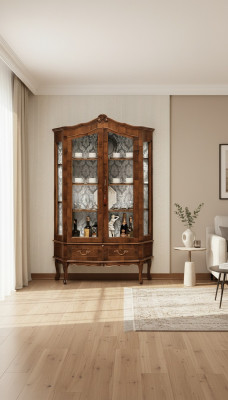 Anrichte Regal Schaf Glas Schief Vitrinen Italienesch Miwwelen Glasschaf Nei