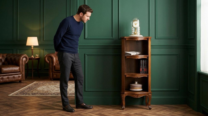 Regal Bicherregal Holz Schief Lëscht Design Barockstil Vitrinn Bar Schaf Massiv.