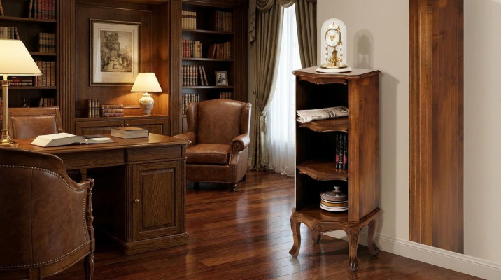 Regal Bicherregal Holz Schief Lëscht Design Barockstil Vitrinn Bar Schaf Massiv.