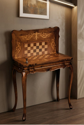 Spilldësch Schach Schachdësch Dësch Holz Dëscher D'Spill Miwwelen Antik Stil Nei