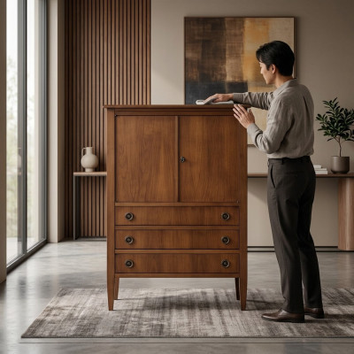 Schaf Bar Barschaf Vitrin Stuff Designer Regal Miwwelen Holz Haus Mauer