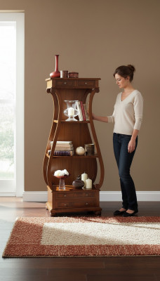 Vitrinnen Design Regal Wunnwand Wunnzëmmer Mauer Regal Holz Vitrinn Miwwelen Schiefen