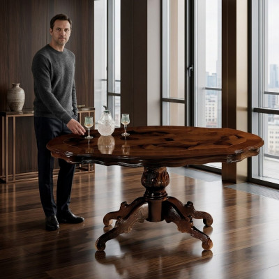 Klassesche Couchdësch Dësch Wunnzëmmer Dëscher Barock Holz Couchdëscher Kaffisdësch