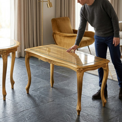 Couchtisch Holz Beistelltisch Kaffeestuffi Designer Dësch Wunnzëmmerdësch Dëscher