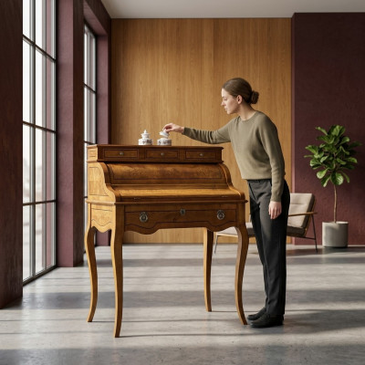 Dëscher Schreifdësch Büro Dësch Eedelt Holz Barock Rokoko Antik Stil Miwwelen Luxus