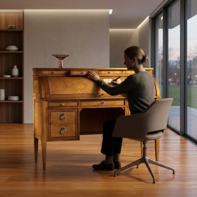 Dëscher Schreifdësch Büro Dësch Edelt Holz Barock Rokoko Antik Stil Miwwelen Miwwelen