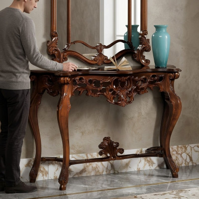 Designer Konsolendësch Holzdësch Konsol Luxus Konsolendëscher Italien Miwwelen