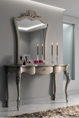 Konsole + Spigel Designer Konsolendësch Holz Dësch Konsole Luxus Set 2 tlg.