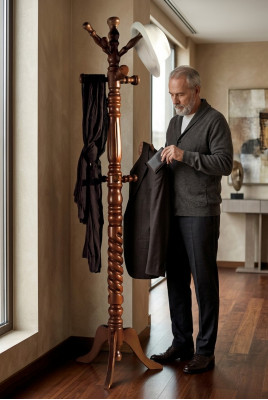 Stännermantelstand Dénger Mantel Kleederstänn Butler Miwwel Diele Mauer Korridor Nei