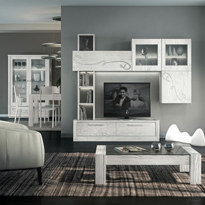 Design Wandkabinett Regal Wunnzëmmer Holz Schiefen Vitrina Wand Regaler Italien Nei