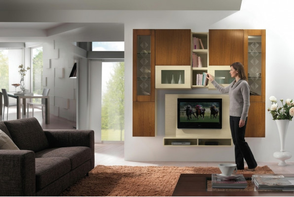 Wunnzëmmer RTV Wärtschaf Rack TV Holz Schief Vitrin Wand Regaler Italien Nei