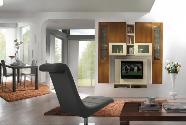 Wunnzëmmer RTV Wärtschaf Rack TV Holz Schief Vitrin Wand Regaler Italien Nei