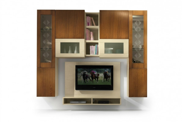 Wunnzëmmer RTV Wärtschaf Rack TV Holz Schief Vitrin Wand Regaler Italien Nei